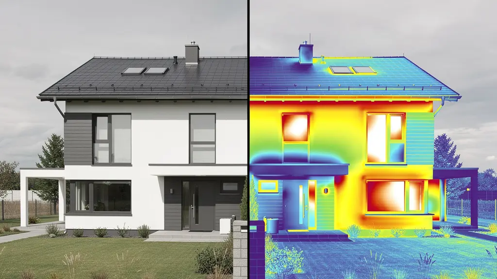Comparaison visuelle entre un DPE basique et un audit énergétique complet avec thermographie infrarouge sur une maison individuelle