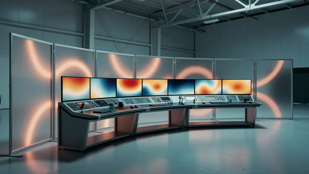 Système de surveillance thermique automatisée avec caméra infrarouge en environnement industriel montrant différentes zones de température