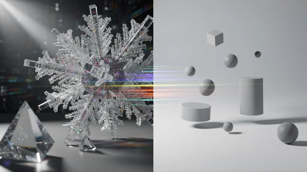 Visualisation abstraite montrant la différence de richesse d'information entre formats