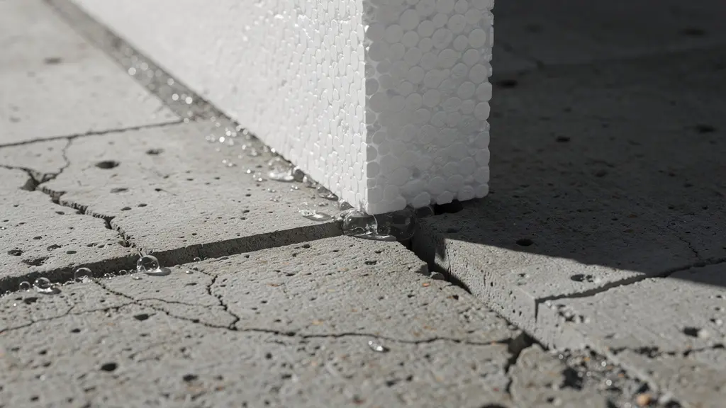 Coupe technique montrant le flux de chaleur à travers une dalle après isolation intérieure