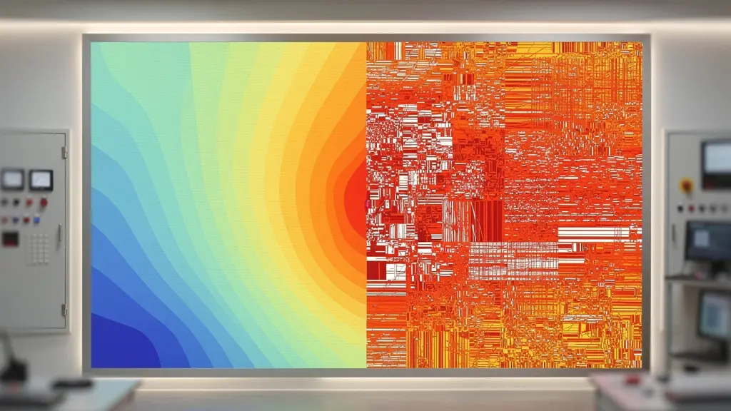 Comparaison visuelle montrant la dégradation progressive d'un gradient thermique par compression