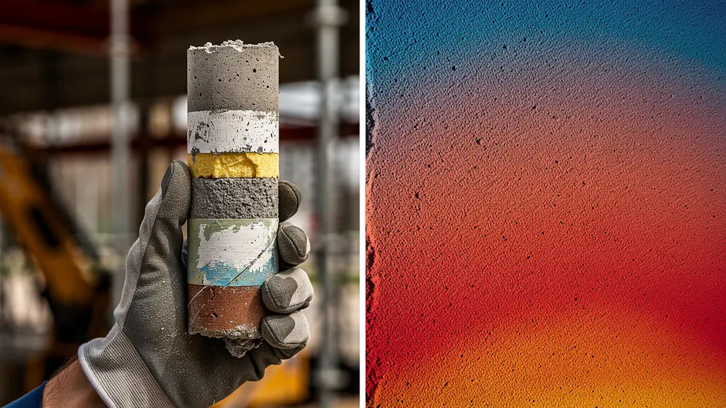 Comparaison visuelle entre thermographie et carottage pour détecter le délaminage d'enduit