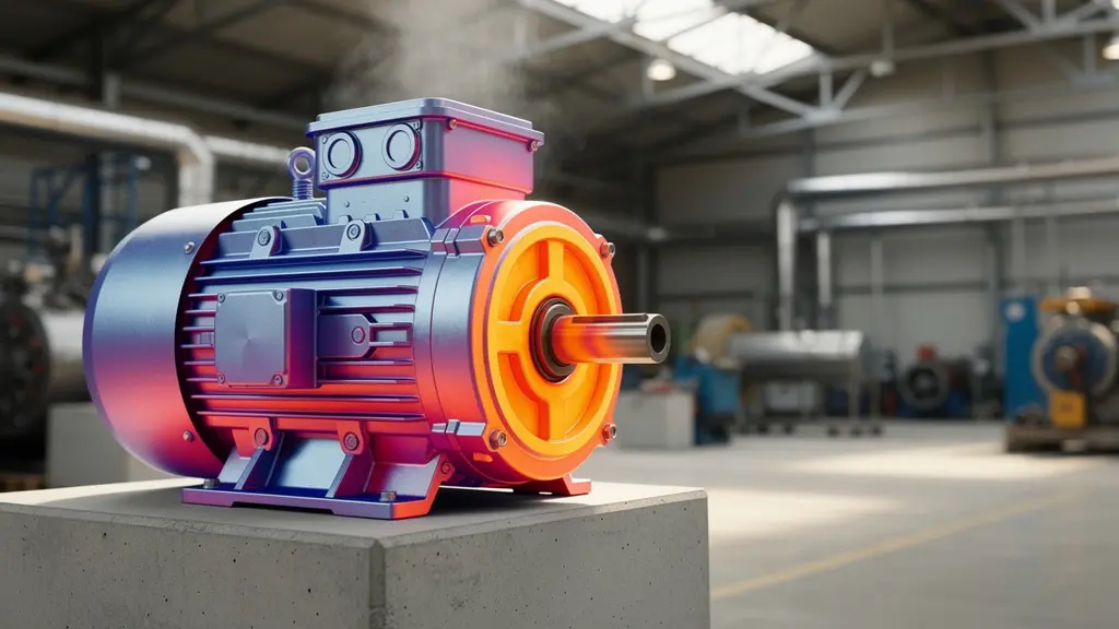 Vue thermographique d'un moteur électrique industriel montrant les zones de chaleur différenciées sur la carcasse