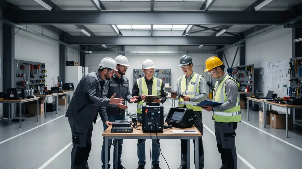 Groupe de techniciens en formation thermographie dans un environnement industriel