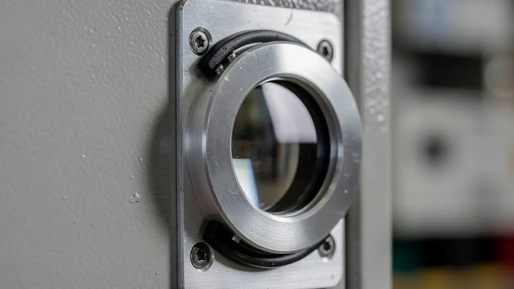 Gros plan sur l'installation d'un hublot infrarouge dans une armoire électrique TGBT