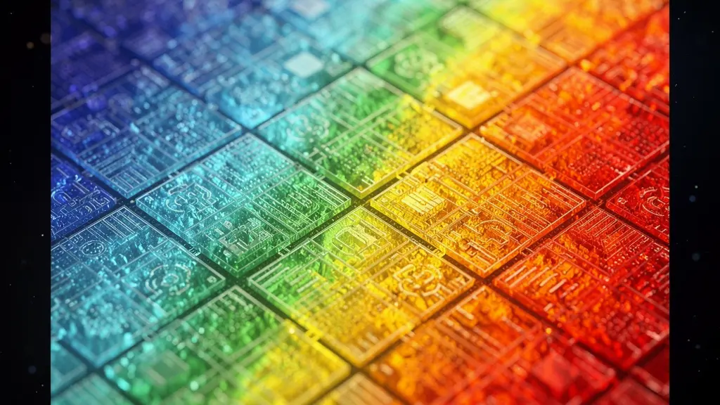 Grille de données thermiques colorées extraites d'une image infrarouge avec gradients de température