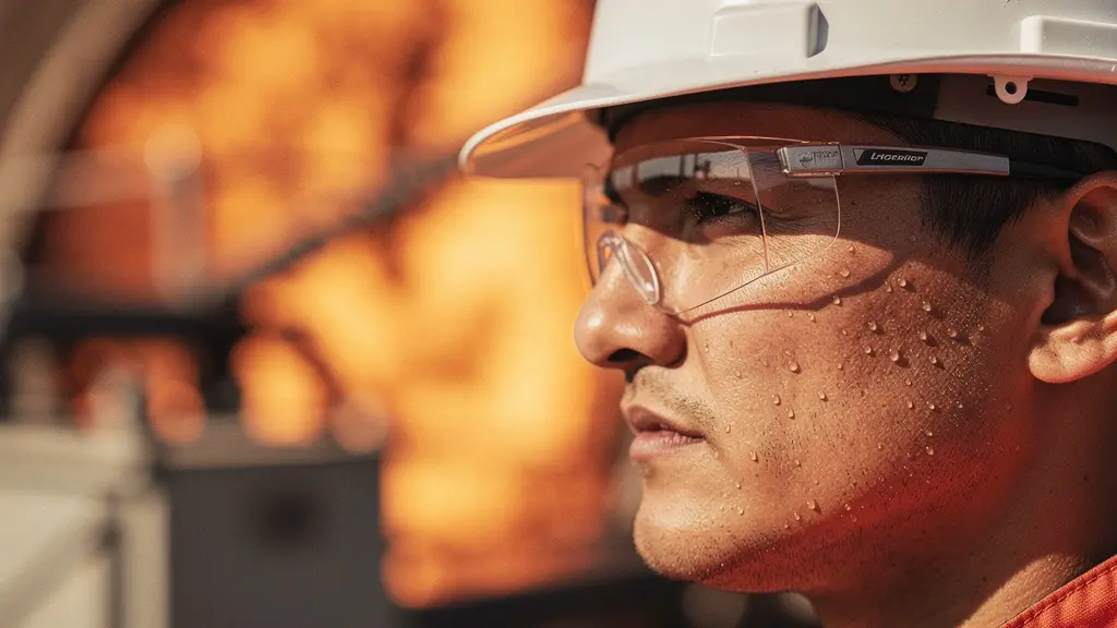 Thermographe effectuant des mesures sur équipement industriel extérieur en conditions de forte chaleur