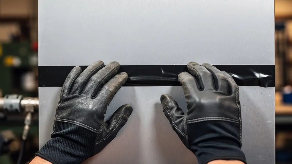 Démonstration du protocole de mesure d'émissivité avec du ruban adhésif sur une surface métallique industrielle