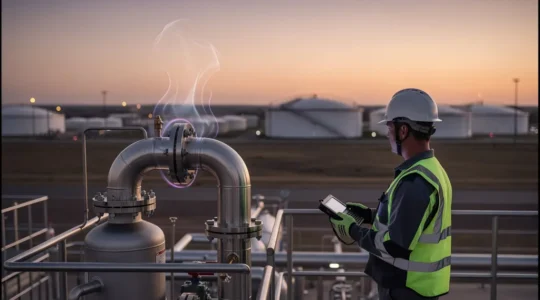 Caméra OGI détectant un panache de gaz invisible en infrarouge avec filtration spectrale